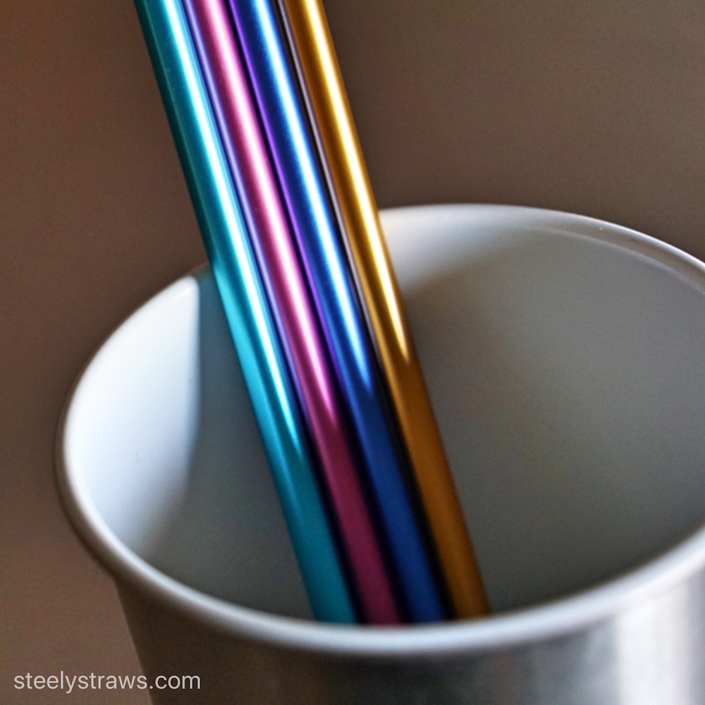 50 New Rainbow aluminum Slurpee drinking straws reusable metal
