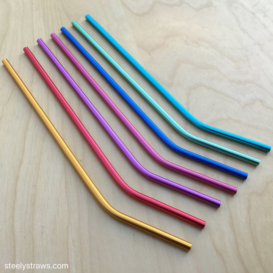 Multi Color Aluminum Straws. 4 Pack (Silver, Gold, Red and Green)