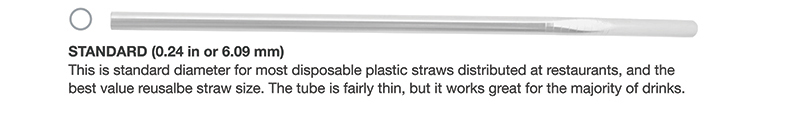 standard reusable straw size